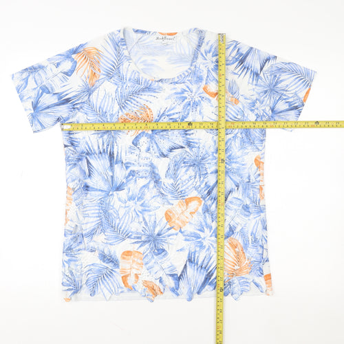 Mudflower Women's Multicoloured Tropical Short Sleeve T-Shirt S