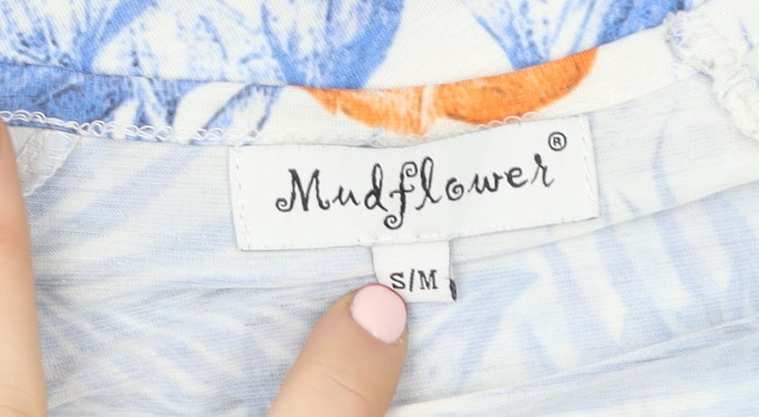 Mudflower Women's Multicoloured Tropical Short Sleeve T-Shirt S