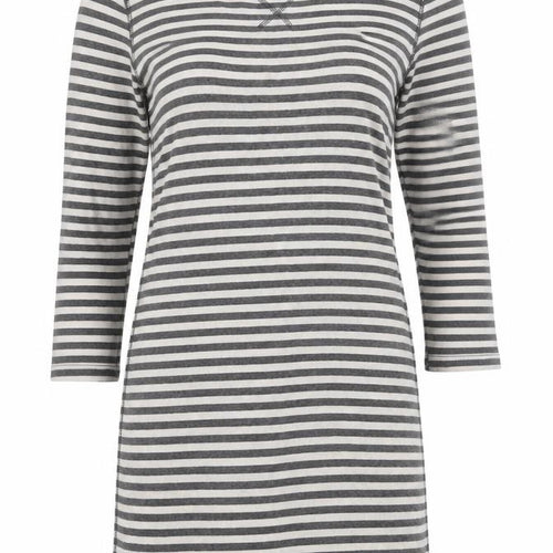 Baukjen Womens Grey White Striped Cotton Scoop Neck 3/4 Sleeve T-Shirt Size 12