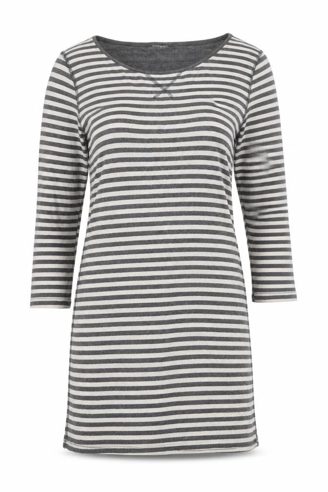 Baukjen Womens Grey White Striped Cotton Scoop Neck 3/4 Sleeve T-Shirt Size 12