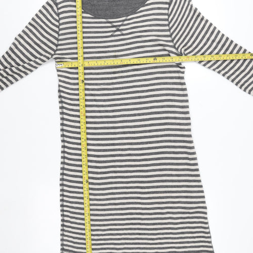 Baukjen Womens Grey White Striped Cotton Scoop Neck 3/4 Sleeve T-Shirt Size 12