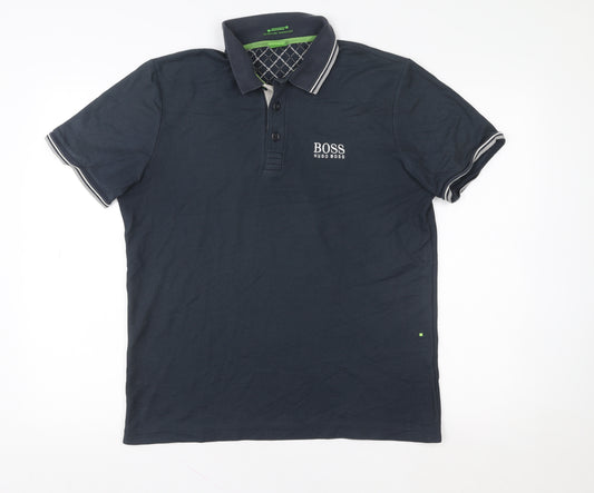 Hugo Boss Men's Blue Short Sleeve Polo Shirt M Moisture Manager
