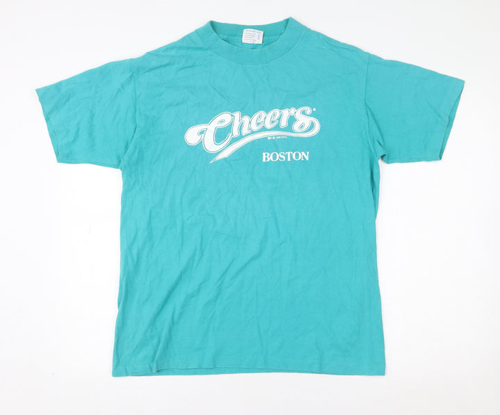 Vintage Tee Jays Women's Blue Cheers Boston 90s Cotton T-Shirt L