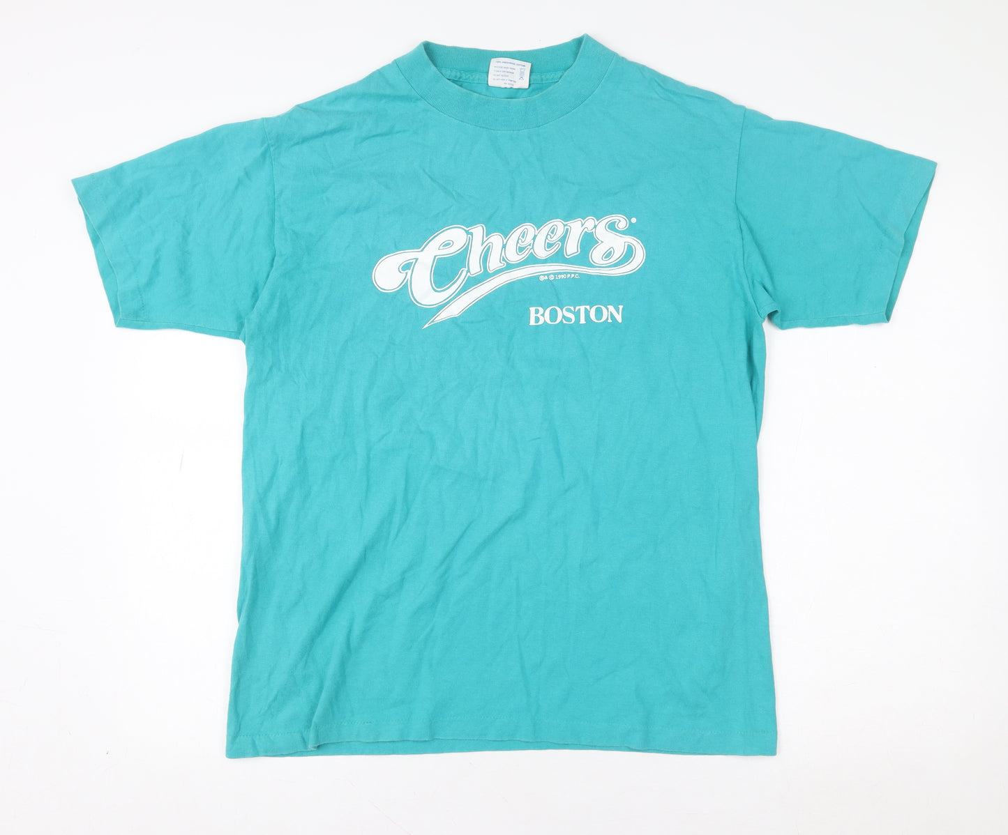 Vintage Tee Jays Women's Blue Cheers Boston 90s Cotton T-Shirt L