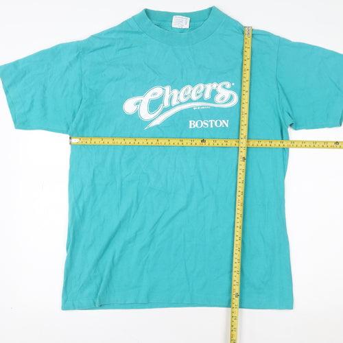 Vintage Tee Jays Women's Blue Cheers Boston 90s Cotton T-Shirt L