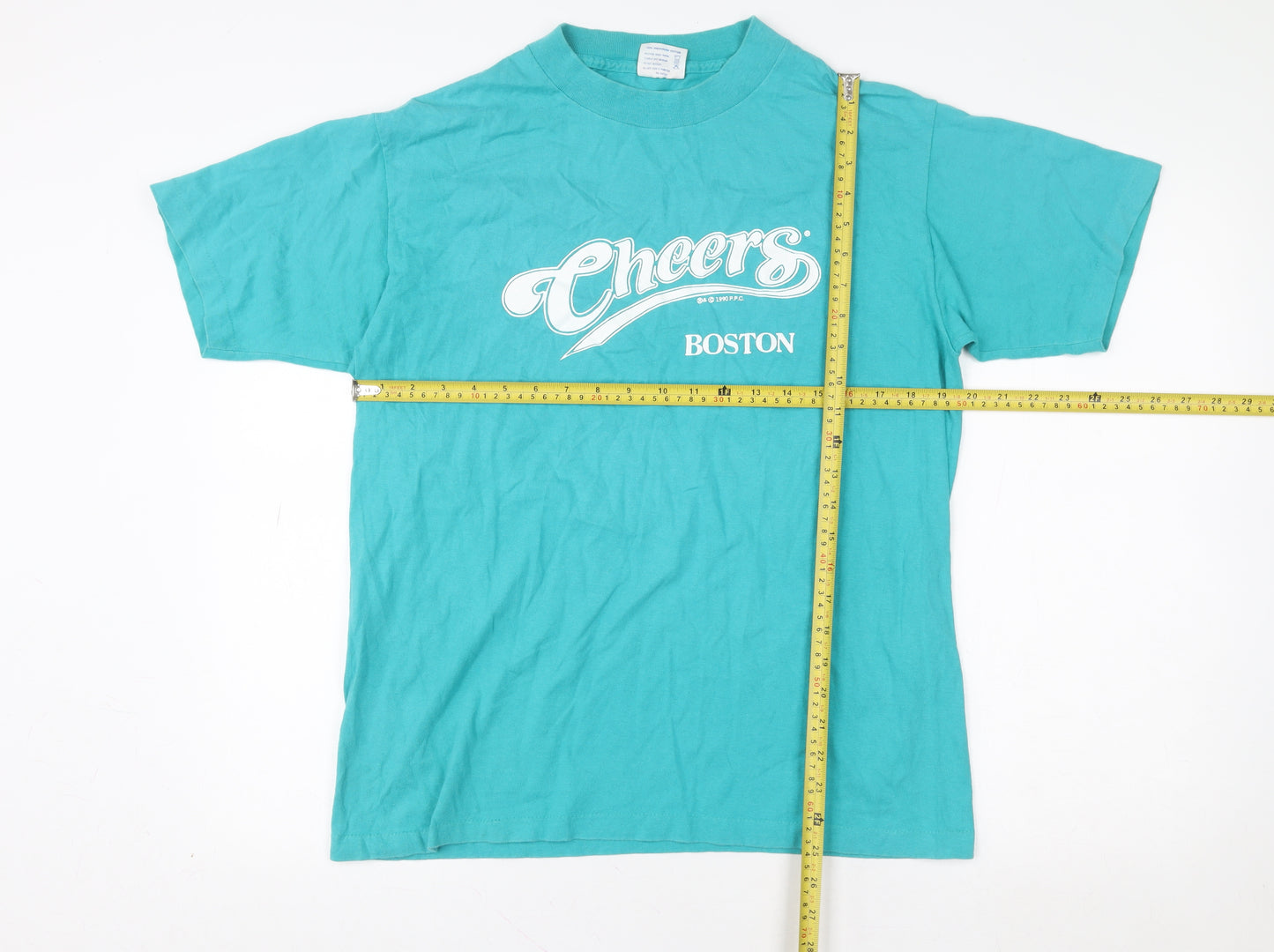 Vintage Tee Jays Women's Blue Cheers Boston 90s Cotton T-Shirt L