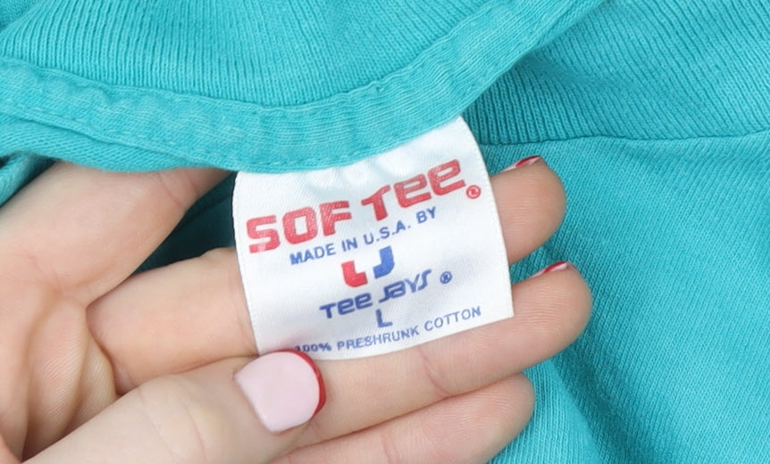 Vintage Tee Jays Women's Blue Cheers Boston 90s Cotton T-Shirt L