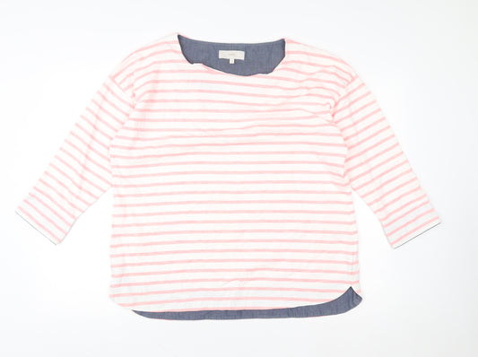 Next Women Pink White Striped Pullover Sweatshirt Size 16