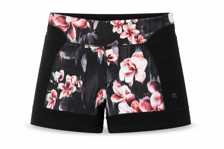 Front view of Hyba Women's Black Floral Athletic Skort M Quick Dry Stretch