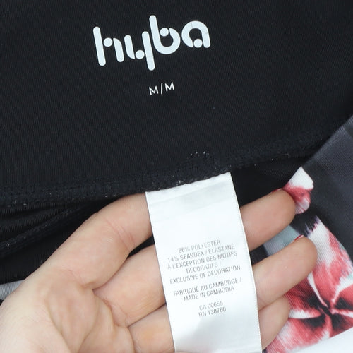 Hyba Women's Black Floral Athletic Skort M Quick Dry Stretch