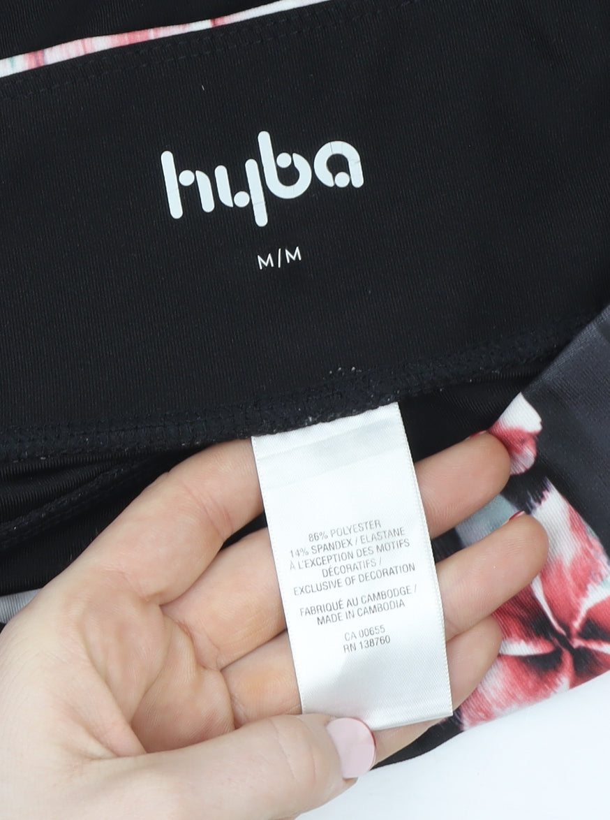 Hyba Women's Black Floral Athletic Skort M Quick Dry Stretch