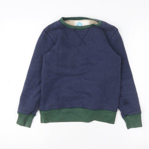 Mini Boden Boys Blue Green Sweatshirt 8-9 Years Fleece Lined Pullover