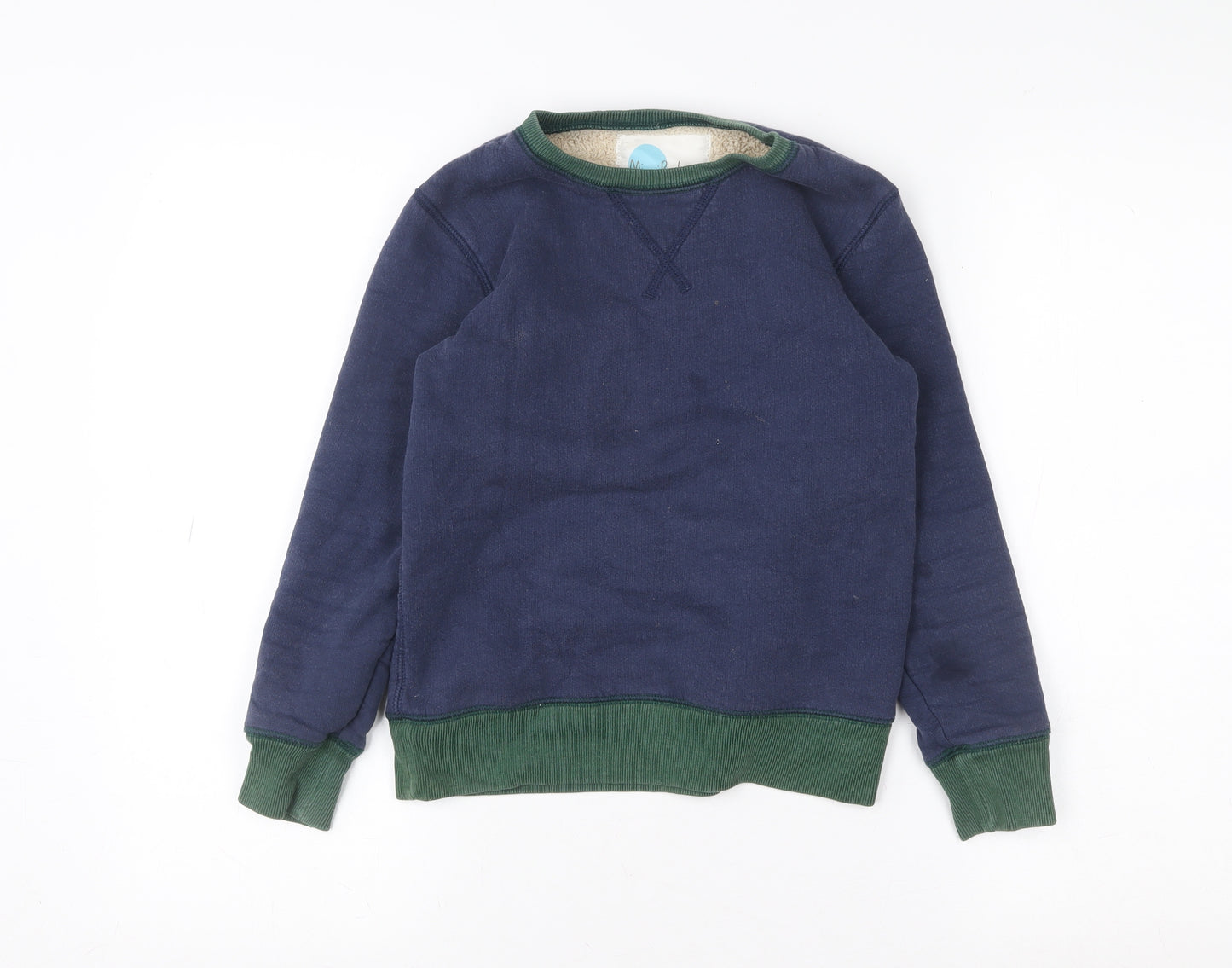 Mini Boden Boys Blue Green Sweatshirt 8-9 Years Fleece Lined Pullover