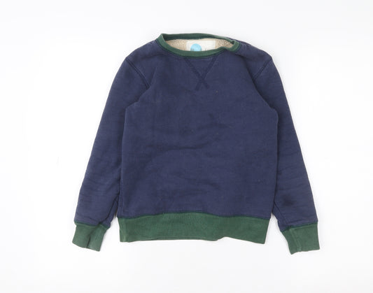 Mini Boden Boys Blue Green Sweatshirt 8-9 Years Fleece Lined Pullover
