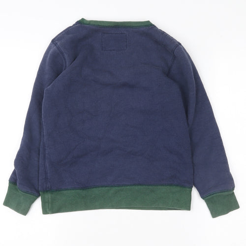 Mini Boden Boys Blue Green Sweatshirt 8-9 Years Fleece Lined Pullover
