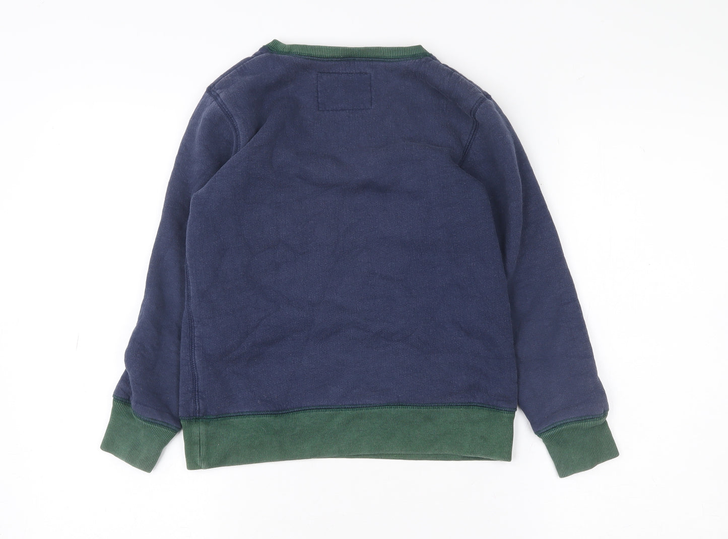 Mini Boden Boys Blue Green Sweatshirt 8-9 Years Fleece Lined Pullover
