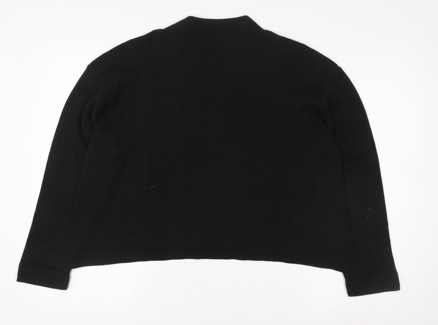 River Island Women Black L Chain Detail Mock Neck Pullover Jumper