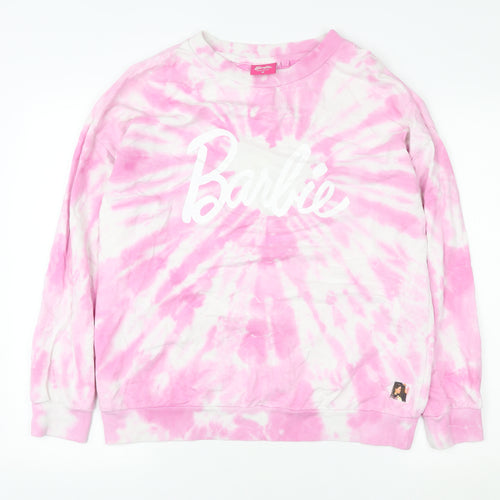 Next Barbie Women Pink Tie Dye Crew Neck Pullover Sweatshirt M