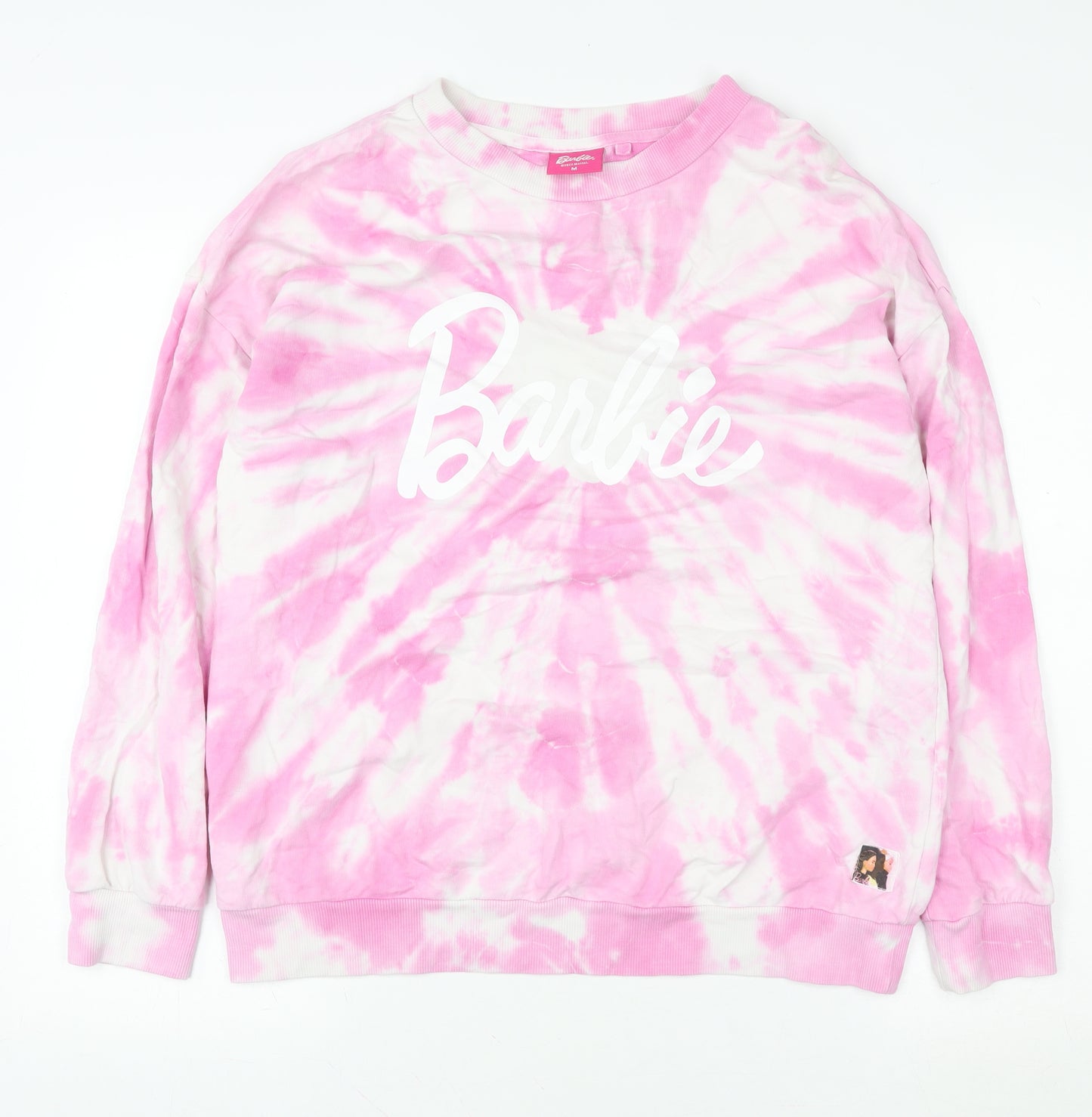 Next Barbie Women Pink Tie Dye Crew Neck Pullover Sweatshirt M