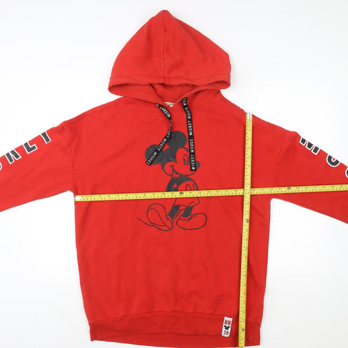 Disney Mickey Mouse Red Hoodie Women S 10/12 Pullover Cotton Graphic