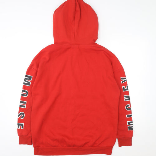 Disney Mickey Mouse Red Hoodie Women S 10/12 Pullover Cotton Graphic
