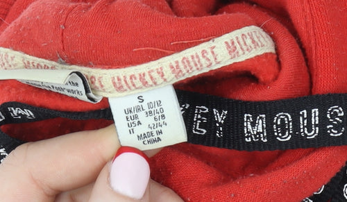 Disney Mickey Mouse Red Hoodie Women S 10/12 Pullover Cotton Graphic