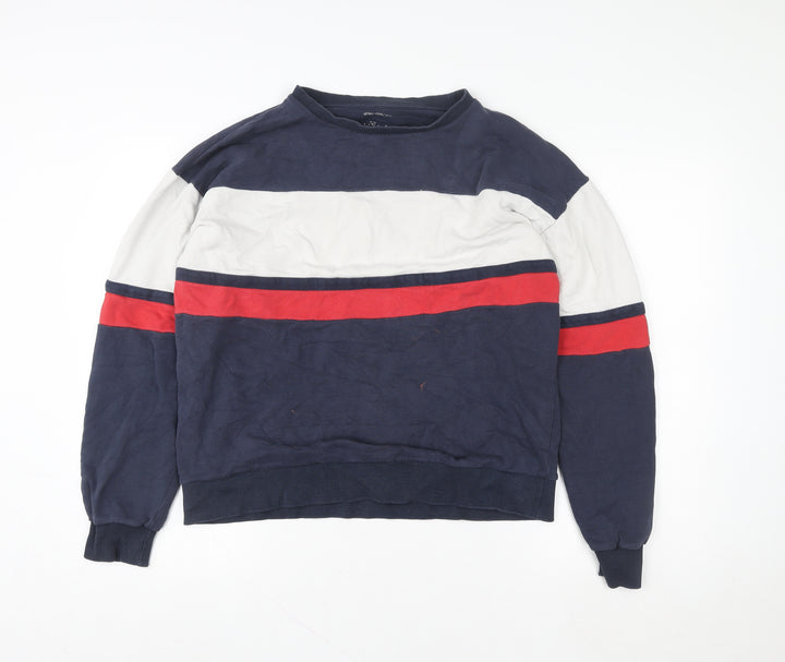 Urban Outfitters Men's Blue Striped Pullover Sweatshirt Size S