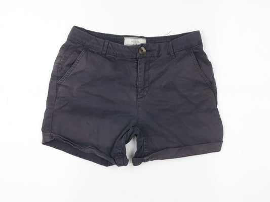 Fat Face Women's Black Chino Shorts Size 8 Regular Cotton Twill