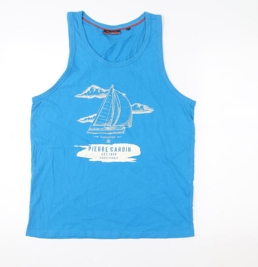 Pierre Cardin Men's Blue Nautical Graphic Tank Top Size M