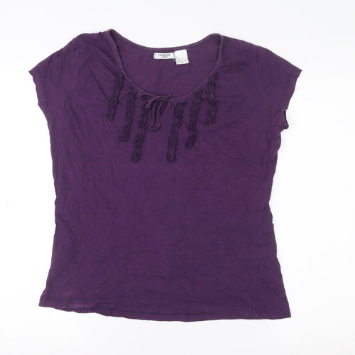 La Redoute Creation Womens Purple Cotton Scoop Neck T-Shirt M