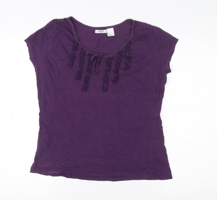 La Redoute Creation Womens Purple Cotton Scoop Neck T-Shirt M