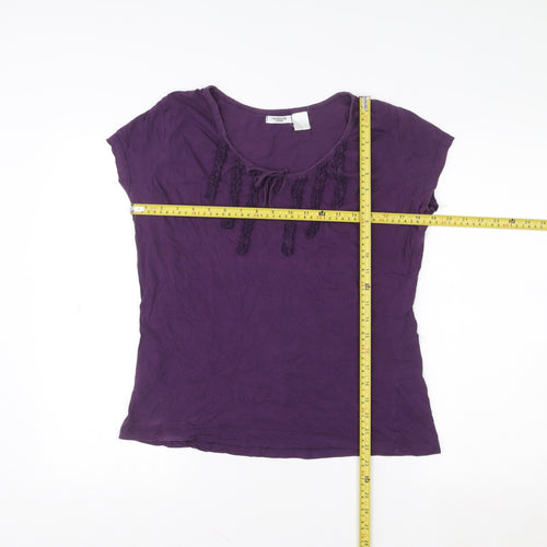 La Redoute Creation Womens Purple Cotton Scoop Neck T-Shirt M