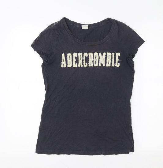 Abercrombie & Fitch Women’s Black Short Sleeve Embroidered Logo T-Shirt Medium
