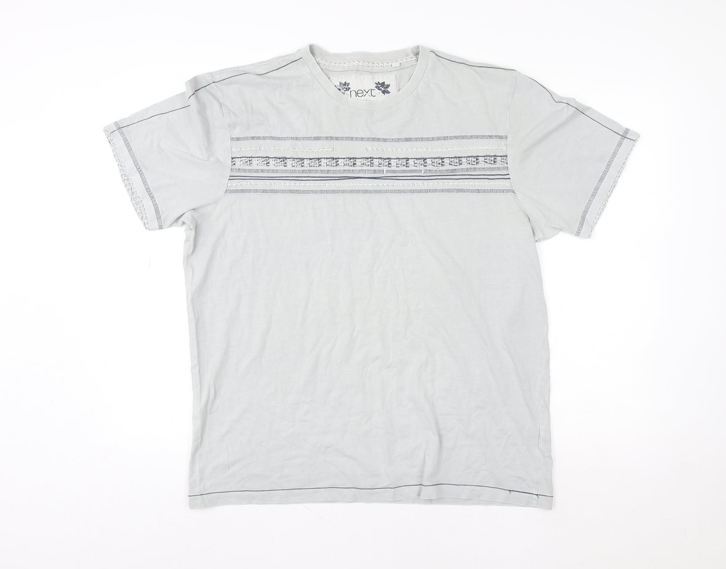 Next Women Grey Cotton Basic Short Sleeve T-Shirt Size L