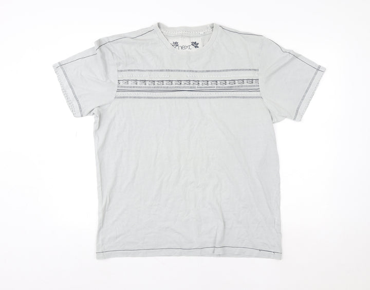 Next Women Grey Cotton Basic Short Sleeve T-Shirt Size L