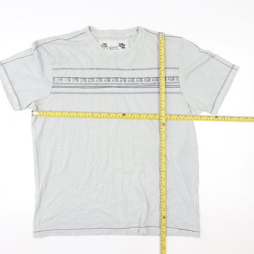Next Women Grey Cotton Basic Short Sleeve T-Shirt Size L
