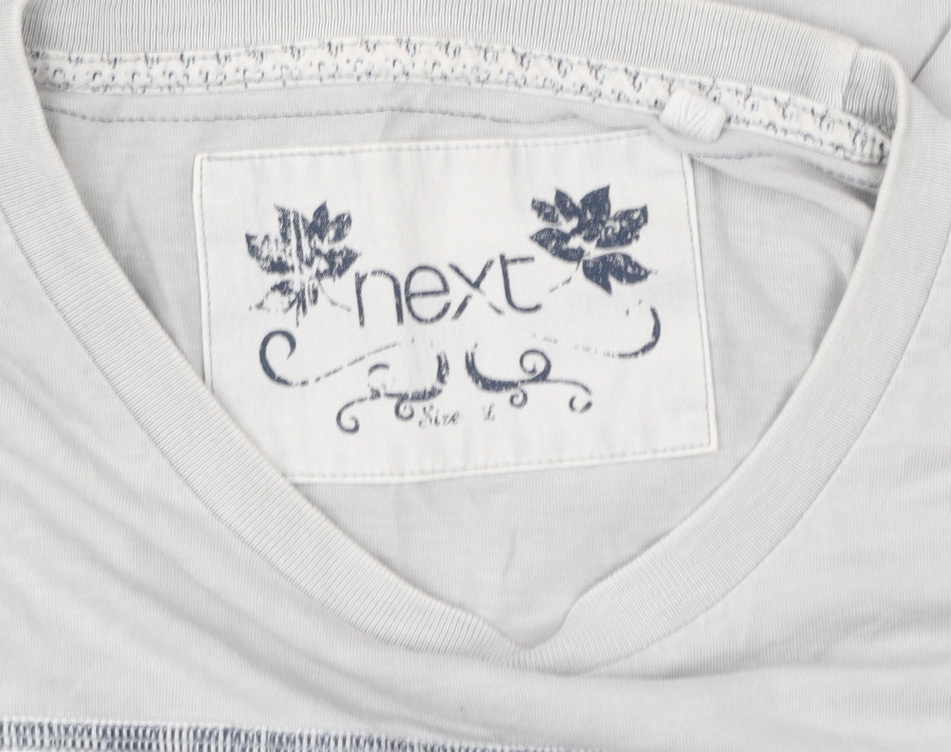Next Women Grey Cotton Basic Short Sleeve T-Shirt Size L