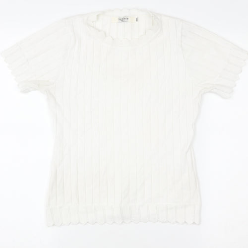 By Clara Women’s White Knit Short Sleeve Top M Cotton Blend