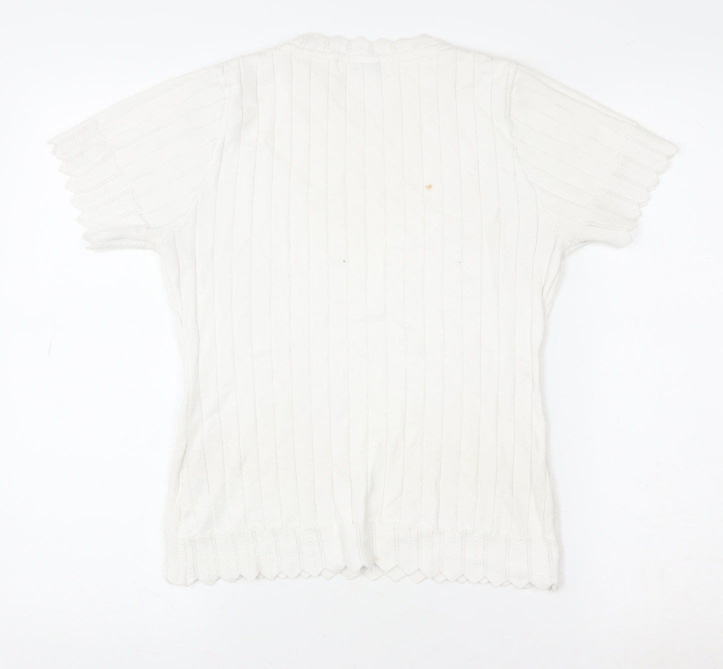 By Clara Women’s White Knit Short Sleeve Top M Cotton Blend