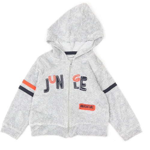 Babybol Unisex Grey Hooded Full Zip Jungle Adventure Jumper 12-18 Months