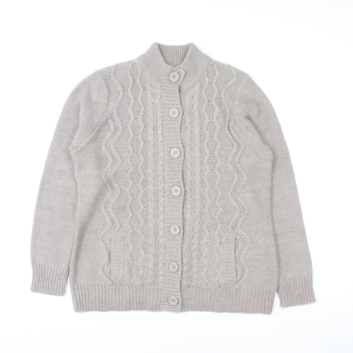 EWM Women's Beige Cable Knit Button Cardigan Size M