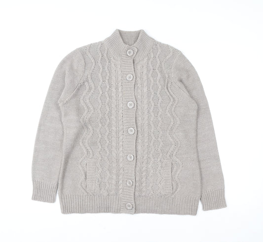EWM Women's Beige Cable Knit Button Cardigan Size M