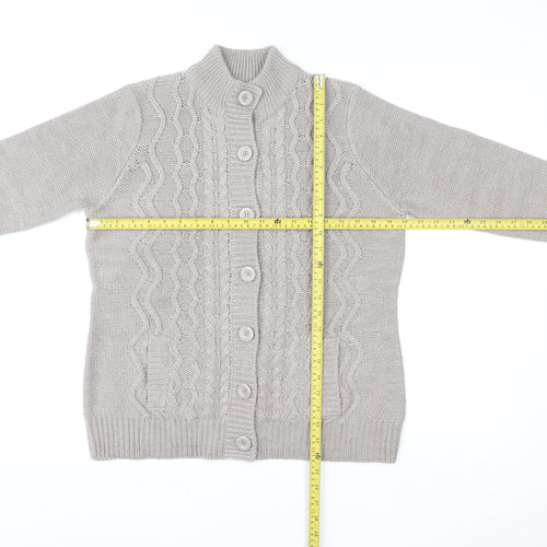 EWM Women's Beige Cable Knit Button Cardigan Size M