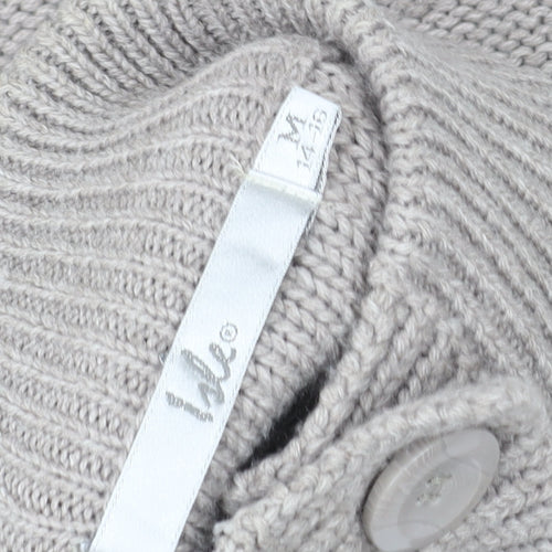 EWM Women's Beige Cable Knit Button Cardigan Size M