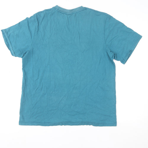 5252 by O!Oi Men Blue Graphic College T-Shirt L Regular Fit Cotton