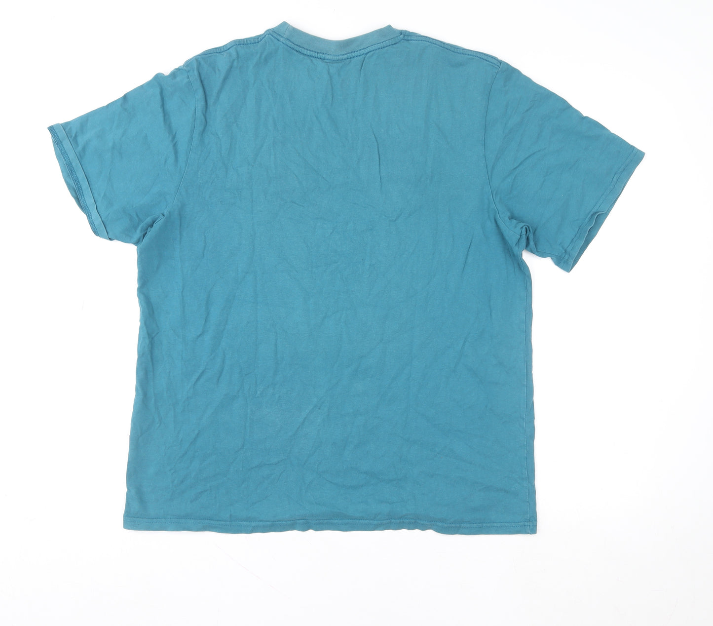 5252 by O!Oi Men Blue Graphic College T-Shirt L Regular Fit Cotton