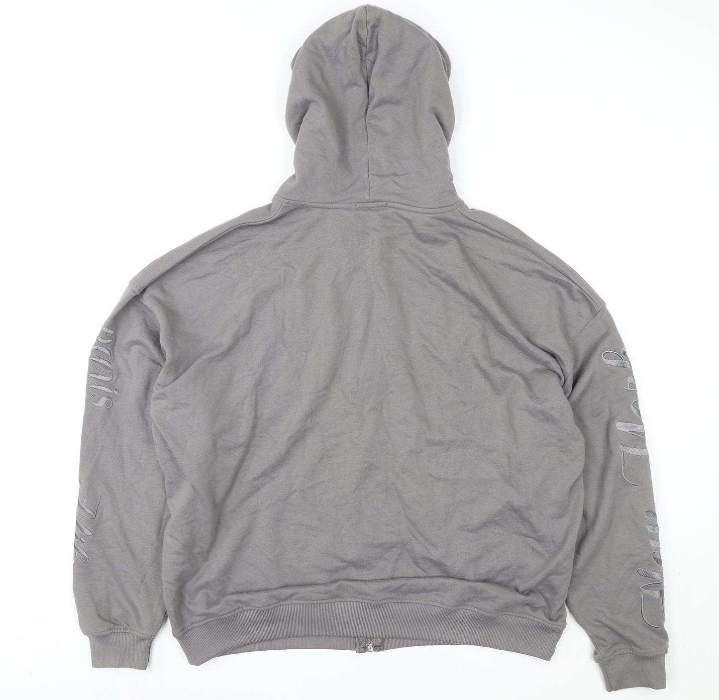 PrettyLittleThing Women Grey Full Zip Hoodie M Embroidered Cross Design