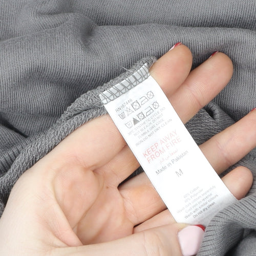 PrettyLittleThing Women Grey Full Zip Hoodie M Embroidered Cross Design