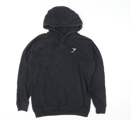 Gymshark Women's Black Pullover Hoodie Size S Cotton Blend Logo Gymwear