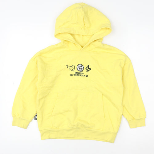 Marks and Spencer Boys Yellow Graphic Pullover Hoodie 7-8 Years